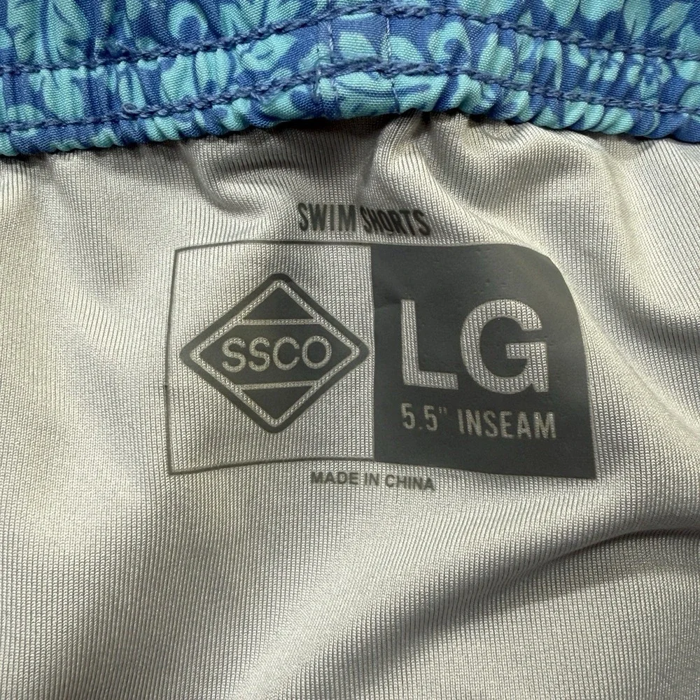 SSCO Swim Shorts LG Blue‎ Floral Print 5.5